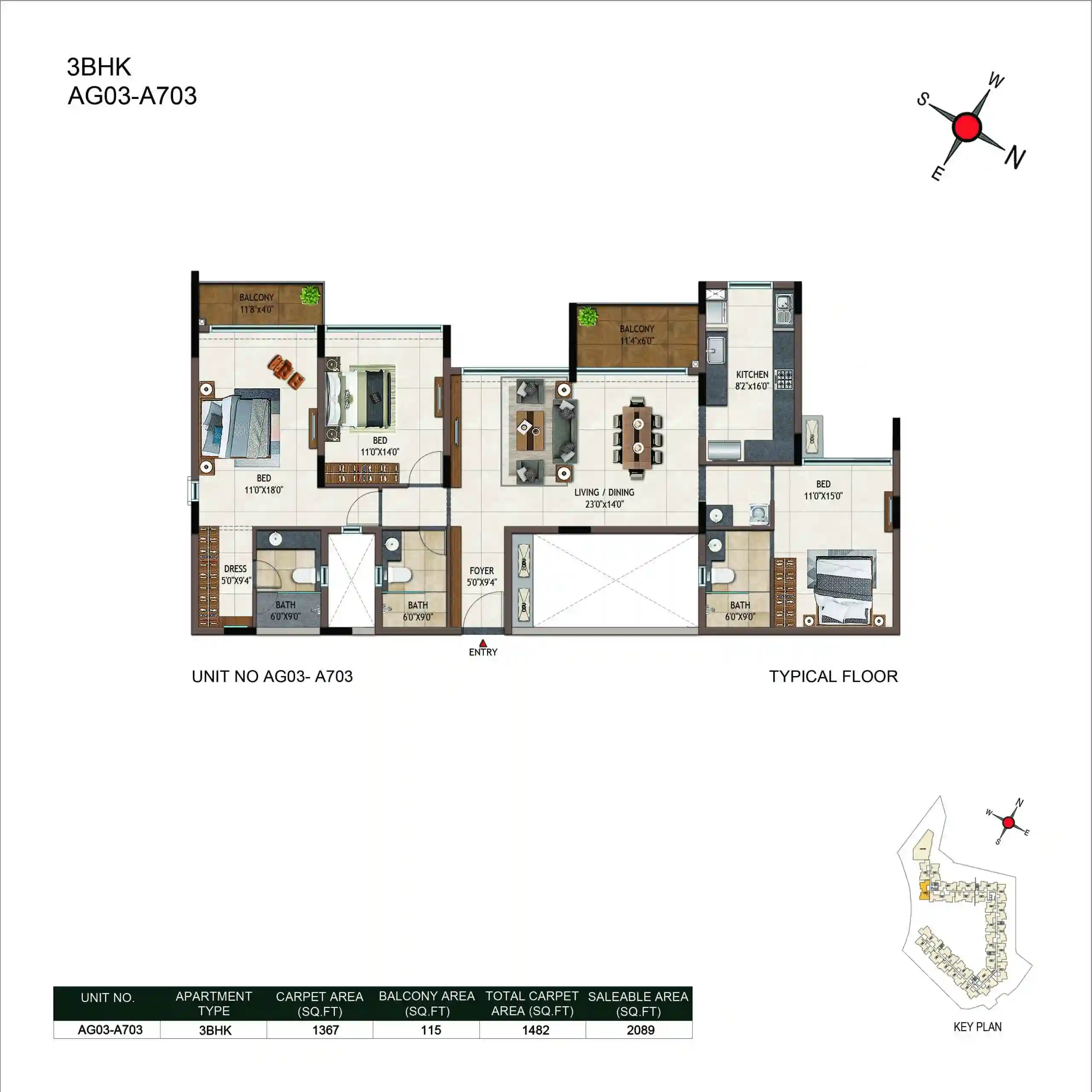 Casagrand Estancia Kogilu 2 BHK floor plan
